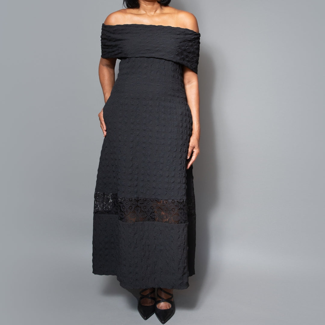 Band shoulder lace detail dress