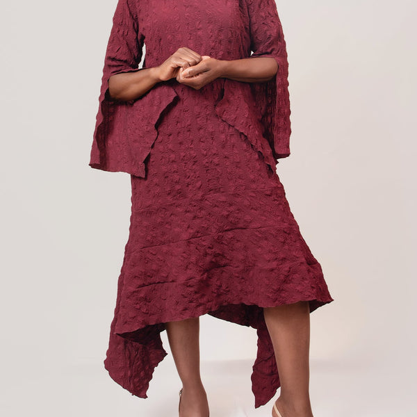 Slit sleeve with 3 layer hem dress