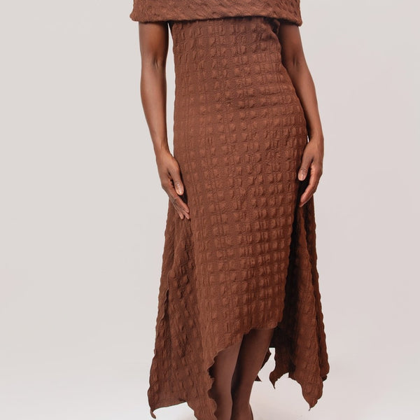 Band collar w/carwash hem dress