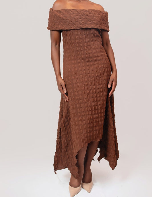 Band collar w/carwash hem dress