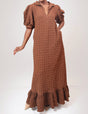 Slit puff sleeve maxi dress