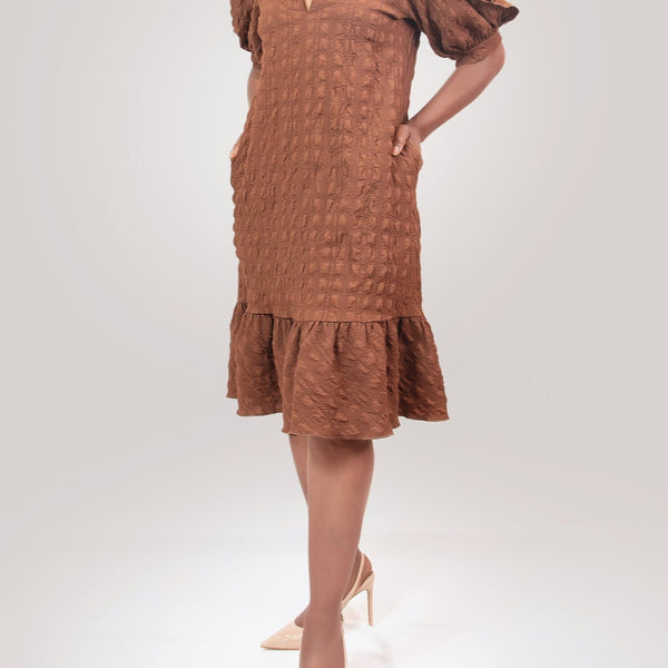 Slit puff 1 tier dress