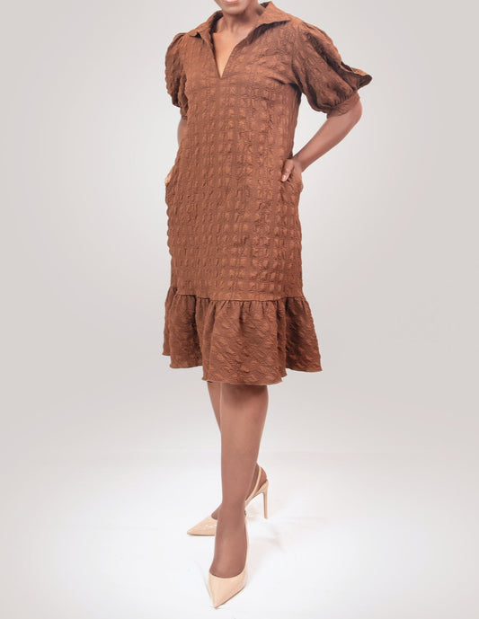 Slit puff 1 tier dress
