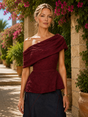 Band shoulder with peplum hem