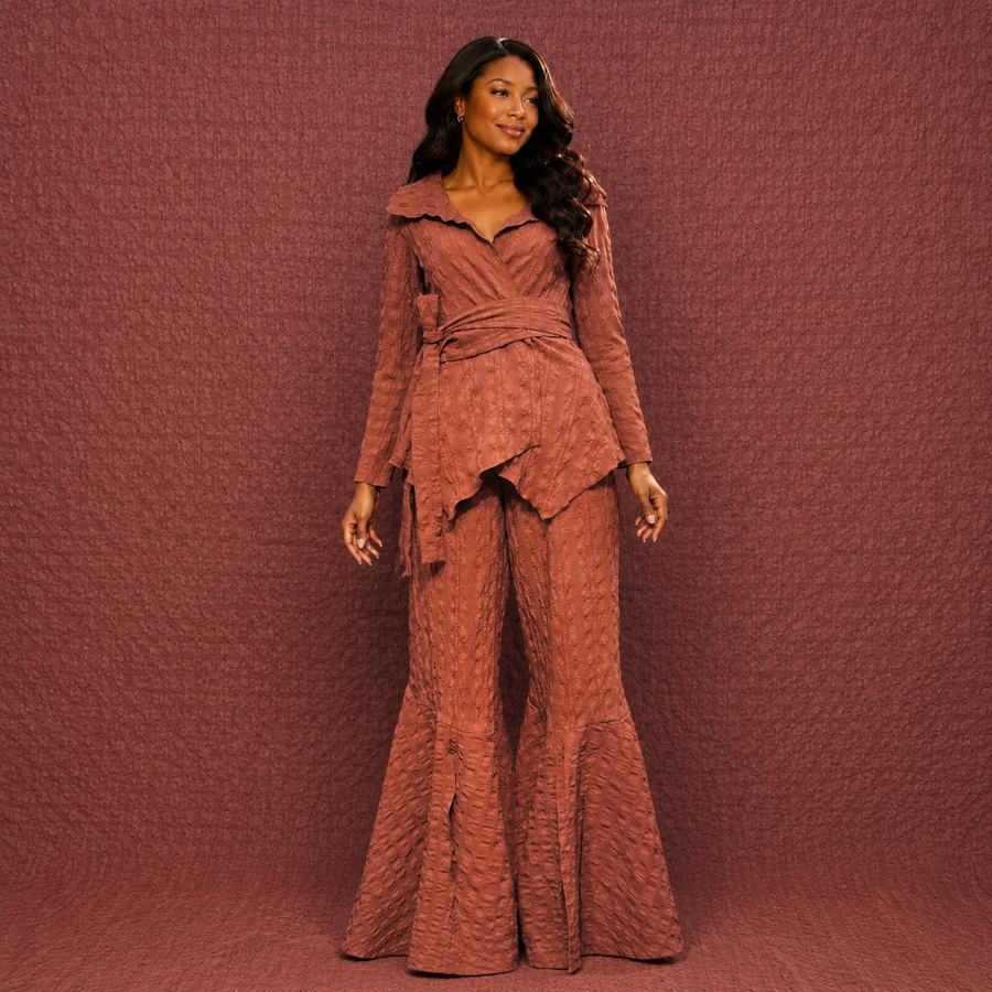 Circle bell pant center slit