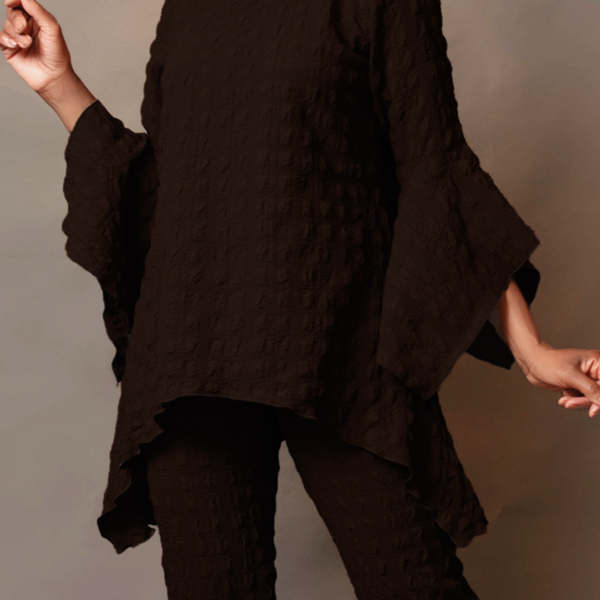 Scoop neck drama hem tunic