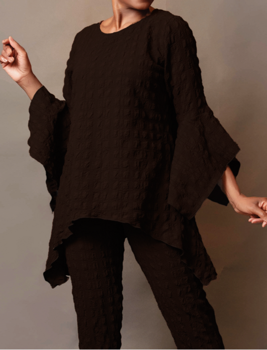 Scoop neck drama hem tunic
