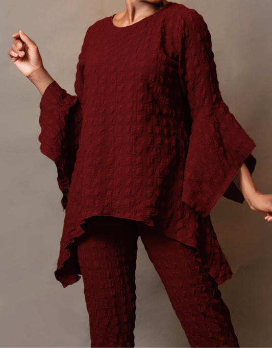 Scoop neck drama hem tunic