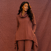 Soft turtle drape side slit tunic