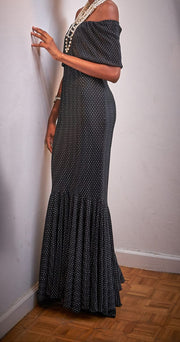 Dot band shoulder pull-on gown