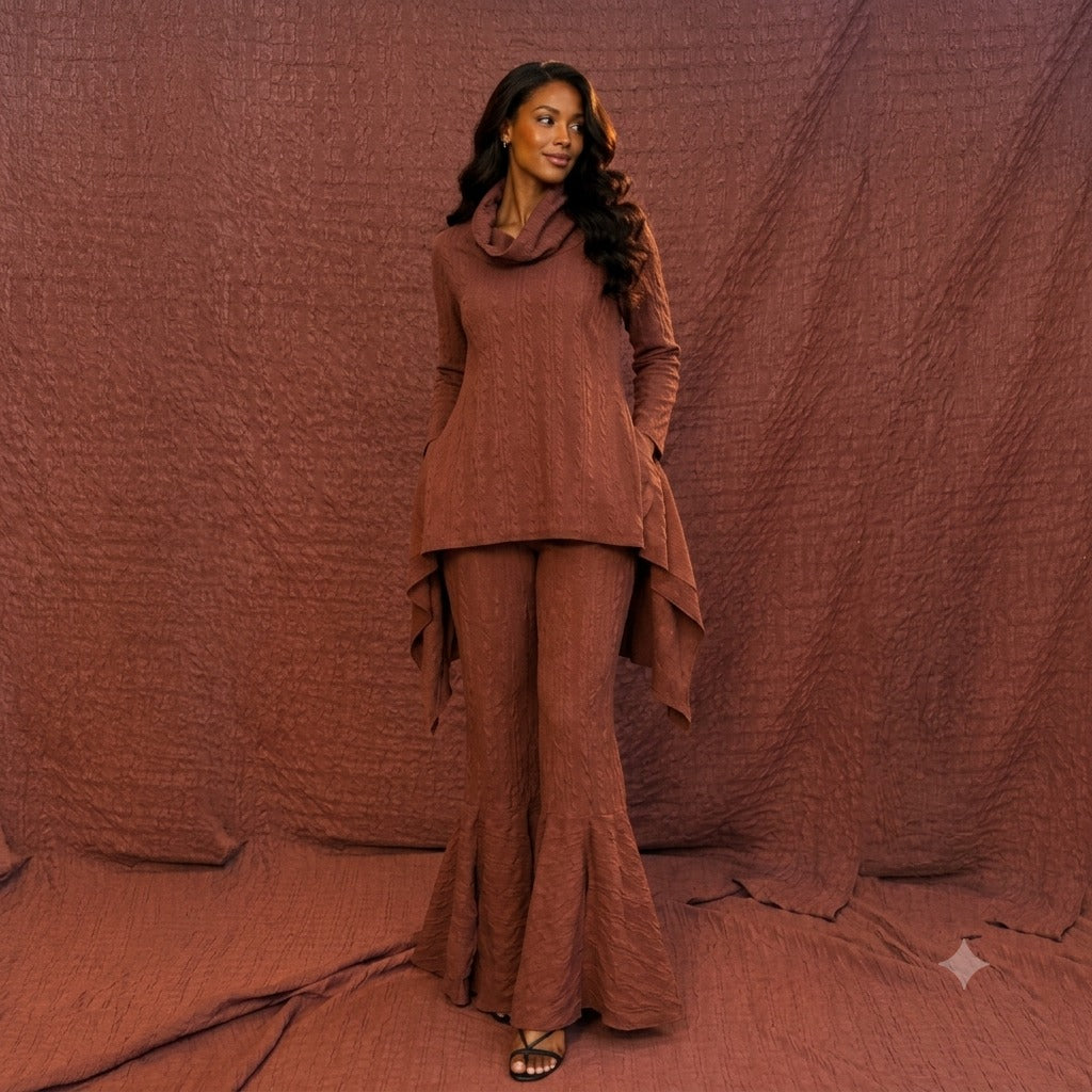Soft turtle drape side slit tunic