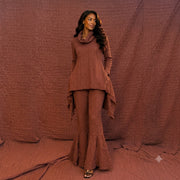Soft turtle drape side slit tunic
